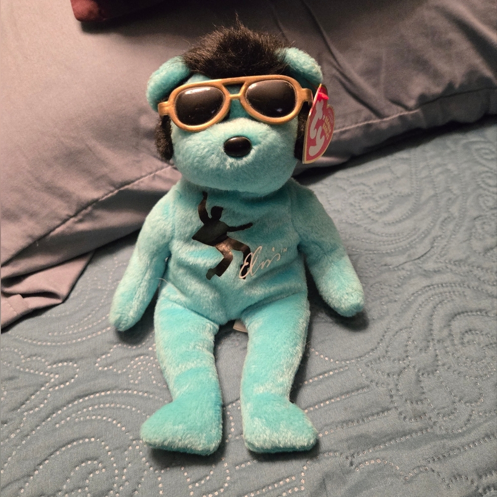 Ty NWT Elvus Blue Bear with Sunglasses